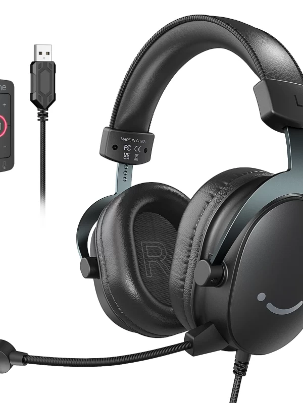 FIFINE-7.1 Fone de ouvido surround com controle de volume, fone USB, controle de volume, mudo, 3,5mm, PC, Mac, PS4, PS5, Mixer-H9
