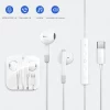 Tipo C Stereo Music Earbud com microfone e chip DAC, fones de ouvido com fio, Samsung, Xiaomi, Google Pixel, Poco, Realme, Computador, 3,5mm