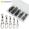 Aço inoxidável Pesca Connector Gear Kit, rolamento rolamento giratória Snap, Lure Hook, Tackle Acessórios, 4-12 #, 50 Pcs Set