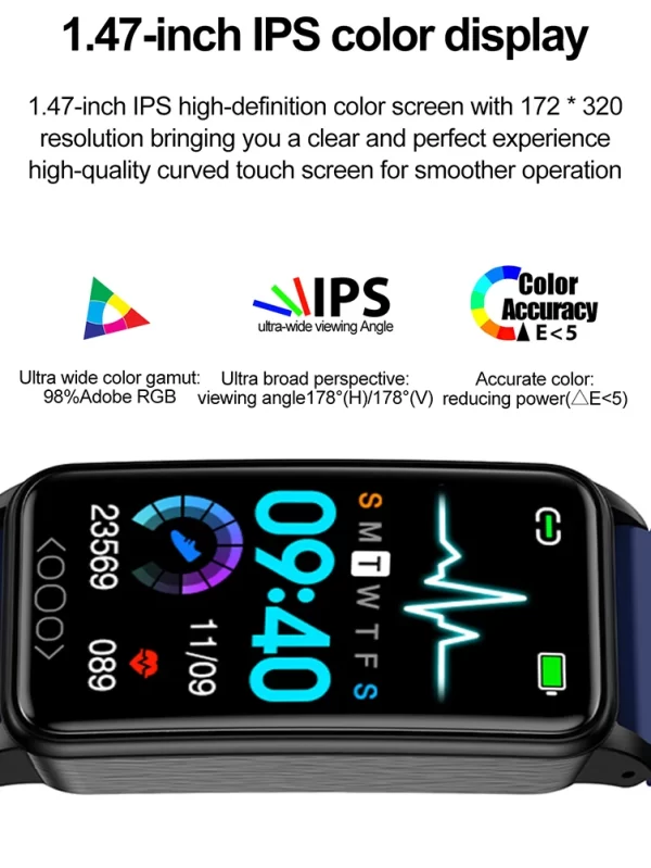TK71Pro relógio inteligente, 1.47 "tela HD, IP68 impermeável, rastreador de atividades, glicose no sangue, ácido úrico, sangue, monitoramento lipídico - Image 4