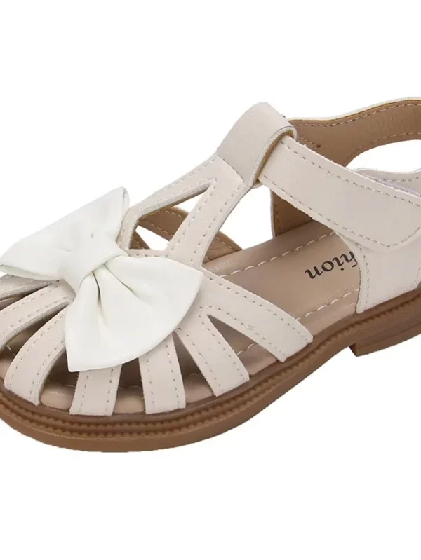 Cute Girls Sandals Bow Peep-toe 2024 New Soft Hook & Loop Beige Kids Princess Shoes Casual Sandals Cute Children Shoes Non-slip - Image 6