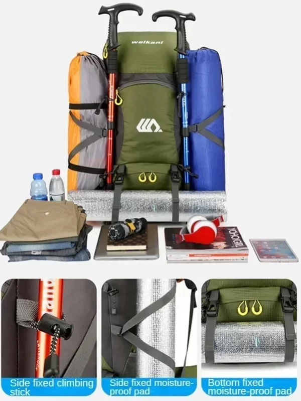 Mochila de viagem impermeável para homens, grande bolsa de caminhada, mochila turística, esportes ao ar livre escalada montanhismo, saco de bagagem 50L - Image 5