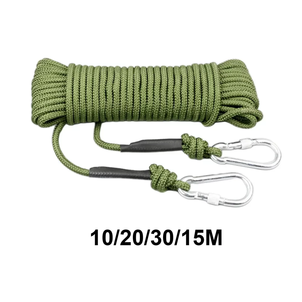 Equipamento De Escape De Incêndio Com Fio De Aço Corda De Escalada Ao Ar Livre, 2 Mosquetões, Núcleo Verde, Escalada De Emergência