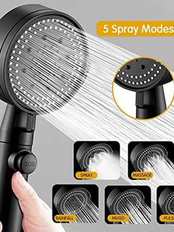 For smart bathroom accessories Black shower heads high pressure Shower Head Handheld Water Saving Shower Head Rust-proof Tool - Image 2