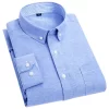 Camisa de tecido Oxford para homens, casual, manga longa, cor sólida, slim fit, negócios, moda, atacado