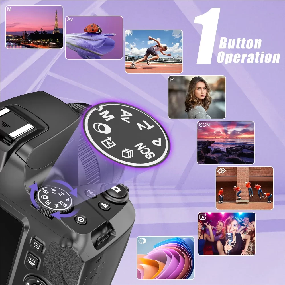 Câmera Digital Óptica Profissional, Zoom 10X, Câmera 4K para Fotografia e Vídeo, 64MP, WiFi, Câmera Vlogging para YouTube - Imagem 5