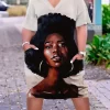 Plus-size women's dress casual fashion printed loose V-neck short-sleeved dress plus-size women's clothing