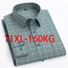 Camisa Oxford de manga comprida masculina, 100% algodão, engomadoria grátis, fácil de cuidar, empresarial, social, casual, manga curta, extra grande, 11XL, 10XL, novo