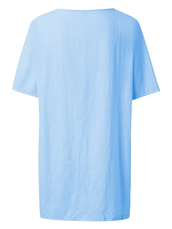 2024 Hot Sexy Beach Loose Elegant Shirt Dress Swimsuit Cover-Ups Tops Fashion Casual Solid Color V Neck Beach Dress Sundress - Image 4