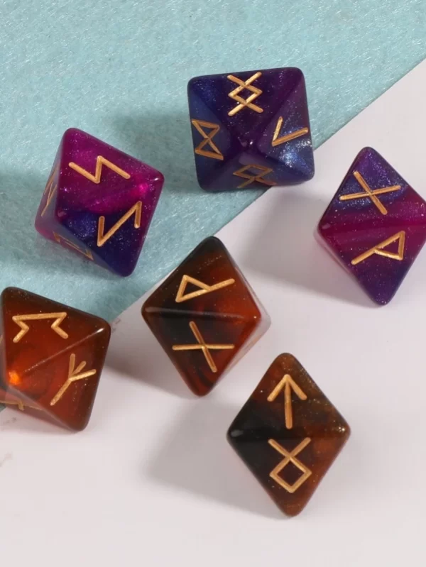 3 pçs glitter poliédrico runa dados astrológicos acrílico adivinhação dados brinquedos para dnd rpg d8 mesa jogo de tabuleiro