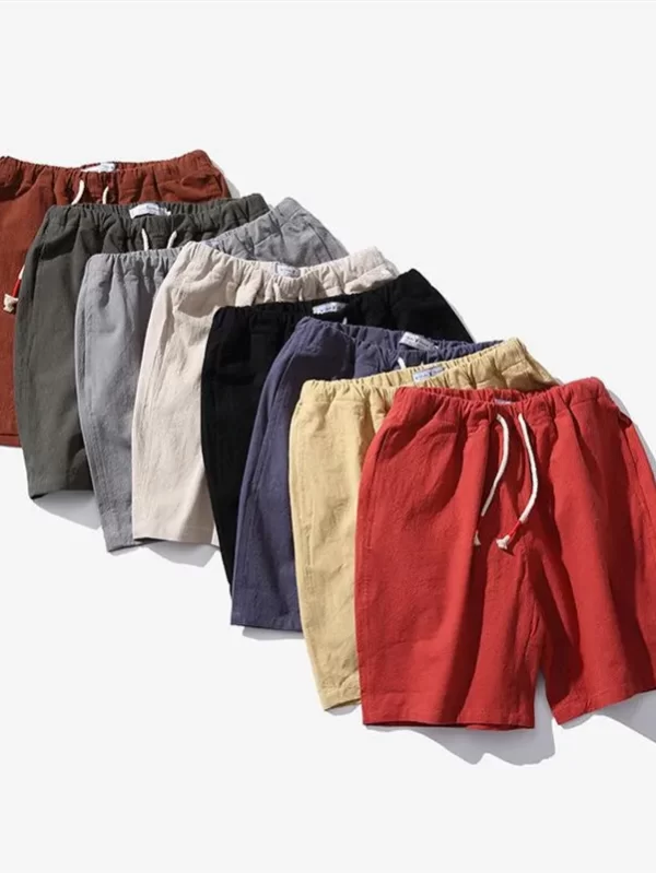 Calça solta de linho algodão masculina, elástico na cintura, calça com cordão, casual, meia calça pura, moda masculina, verão, nova, tamanho grande, M-6XL, 2022 - Image 2