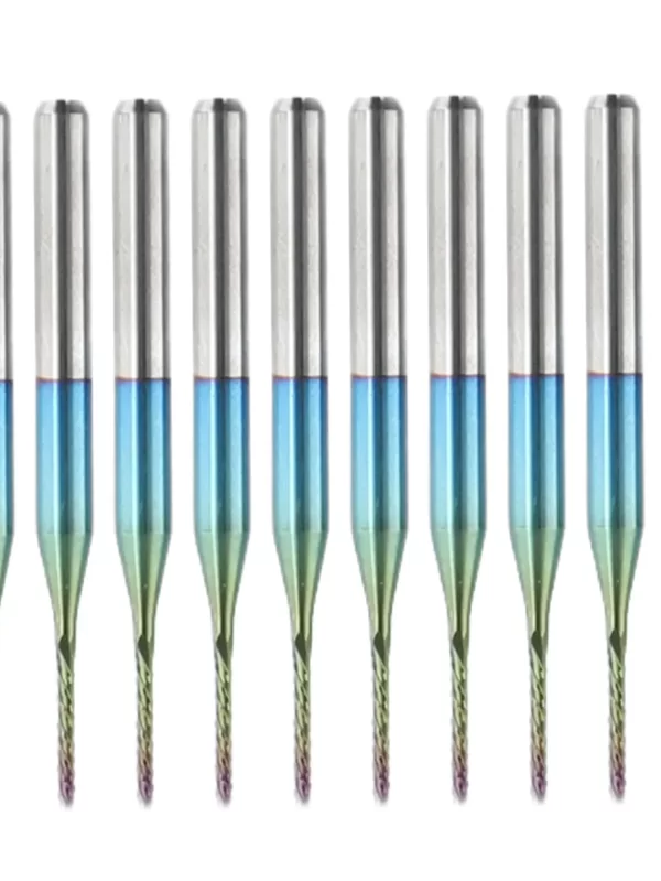 10pcs 1mm Milling Cutter Carbide Router Cutting Bit Blue Corn End For PCB SMT CNC Mold Engraving Plastic Cutting Tool