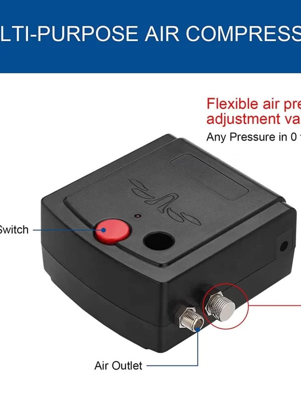 Mini Air Brush Kit with Portable Air Brush Compressor Set, Dual-Action Gravity Air Supply Brush for Painting, Cake Decoration, H - Image 3