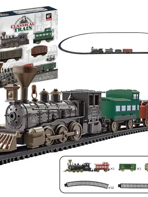 Vapor Train Model Puzzle Assembly Brinquedos, Trem Clássico Elétrico Set para Meninos e Meninas, Alimentado por Bateria, Retro, Criança Presentes de Natal