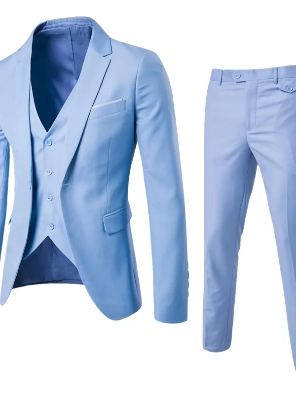 Men’s Suit Slim 3 Piece Suit Business Wedding Party Jacket Vest & Pants Coat European American Style Social Dress Shirts Pants - Image 4