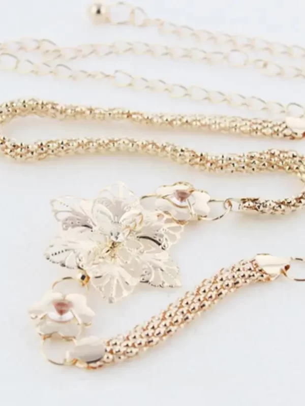 Cinto De Corrente De Metal Dourado Para Mulheres, Cinto De Sol Dourado, Cintos De Luxo Para Senhoras, Designer De Flores, Vestido, Moda