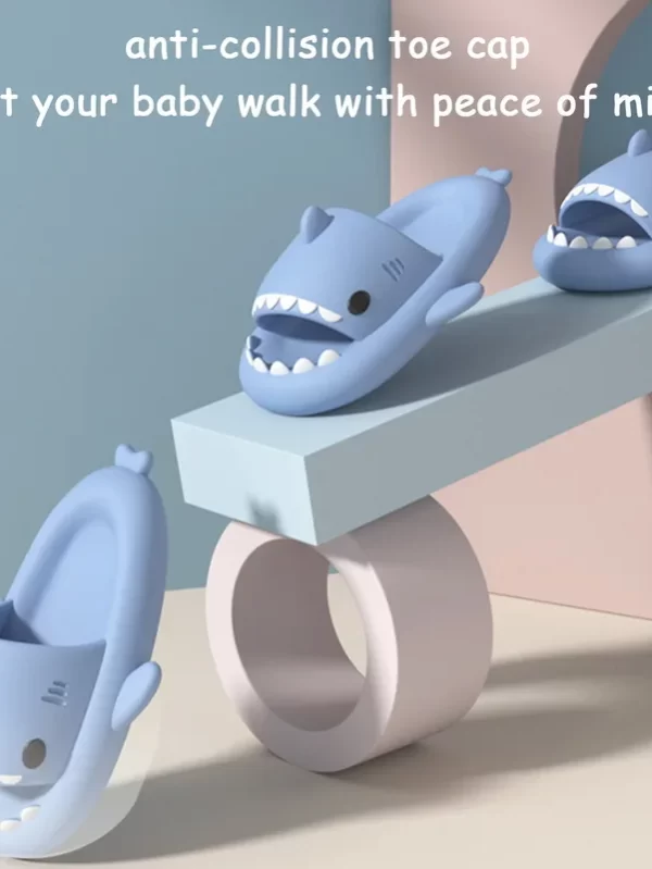 Comwarm Lovely Kids Shark Slippers Fashion Children Cartoon Sandals Girls And Boys House Flat Sandals Thick Sole Beach Slides - Image 3