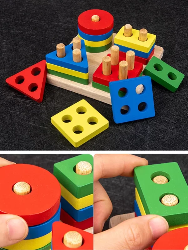 9 in 1 Wooden Montessori Toys Rattle Bell Drum Column Set Musical Instruments Sensory Early Baby Toy Toddler Education - Image 2