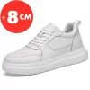 Sapatilhas masculinas para aumentar a altura, sapatos elevadores, palmilha para aumentar a altura, saltos altos, sapatos esportivos de couro genuíno, 7-8cm