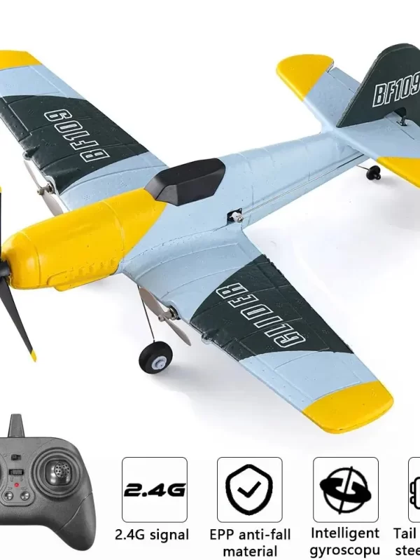 Controle remoto Fighter Plane, planador fixo Wingspan, exterior RTF Warbird Avião, Brinquedos Presentes, BF109, 2.4G, 3CH, EPP