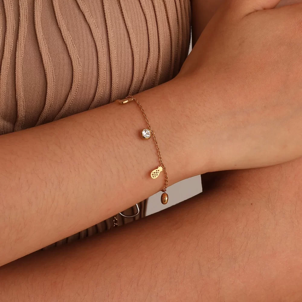Pulseira De Zircão De Aço Inoxidável, Abacaxi, Borboleta, Árvore Da Vida, Luz Pingente De Cacto, Artesanato De Luxo, Pulseiras Coreanas, Jóias - Image 5