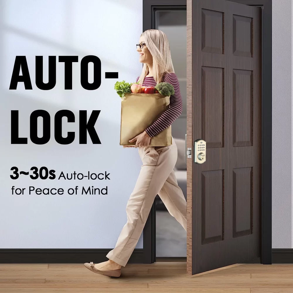 Keyless entry door lock - electronic door lock with keypad, smart latch lock with automatic lock, safe waterproof smart lock 19l - Image 4