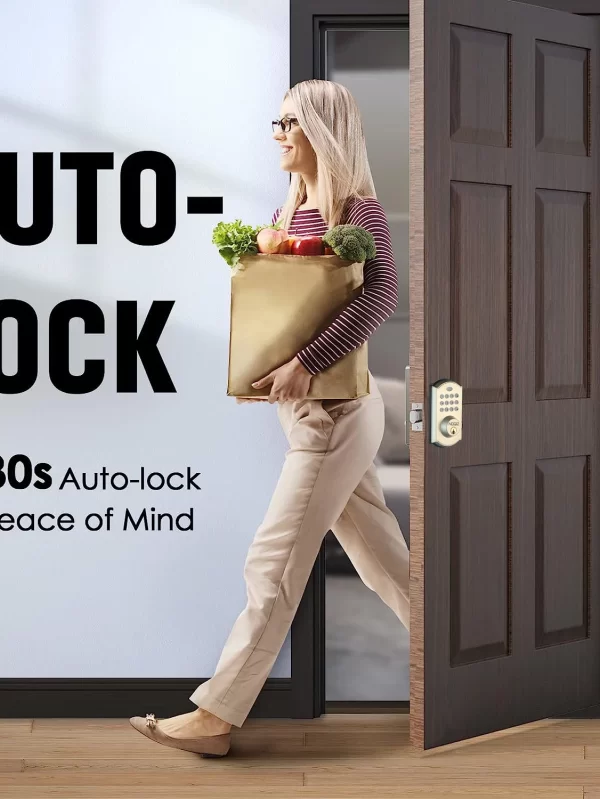 Keyless entry door lock - electronic door lock with keypad, smart latch lock with automatic lock, safe waterproof smart lock 19l - Image 4