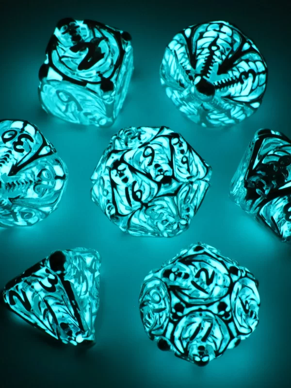 Poliédrico oco Dice para Role Playing, Fluorescência Dice, Metal Dice Set, Starter Dice para RPG, Table Board Games