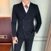 Double-buttoned Western-style Suits Mens Slimming Blazers Korean Trendy Casual Wedding Suits Jackets Spring Autumn