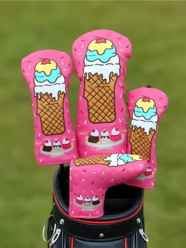 Ice Cream Design Tampa De Madeira De Golfe, Híbrido Motorista Fairway, À prova d'água Protector Set, Durable Golf Putter Head Club Capas