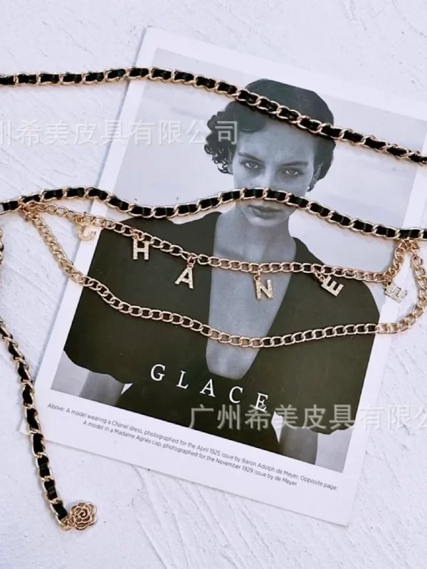 Metal Chain Cintos para Mulheres, Flower Pendant, Jeans Suit, Dress Waist Chain, Feminino Luxury Brand, Designer Accessories, Fashion