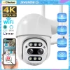 8MP 4K Dual Lens WIFI Camera PTZ 8X Digital Zoom 4K AI humanoid Auto Tracking Zoom Outdoor Audio CCTV Security Camera iCSee