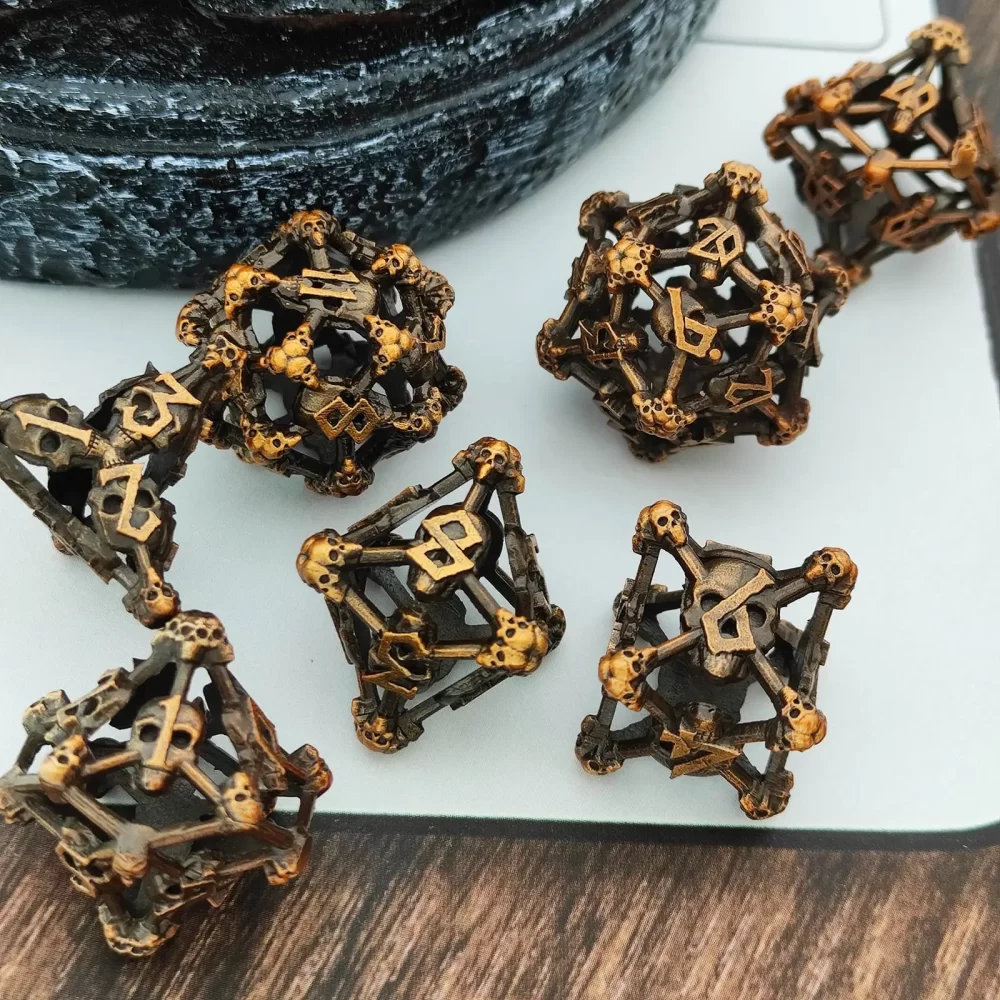 DND Metal Dice Set, Crânio do Dia das Bruxas, RPG D & D TRPG Board Games, Acessório Poliédrico Dice, D6, D8, D10, D12, D20 - Imagem 4
