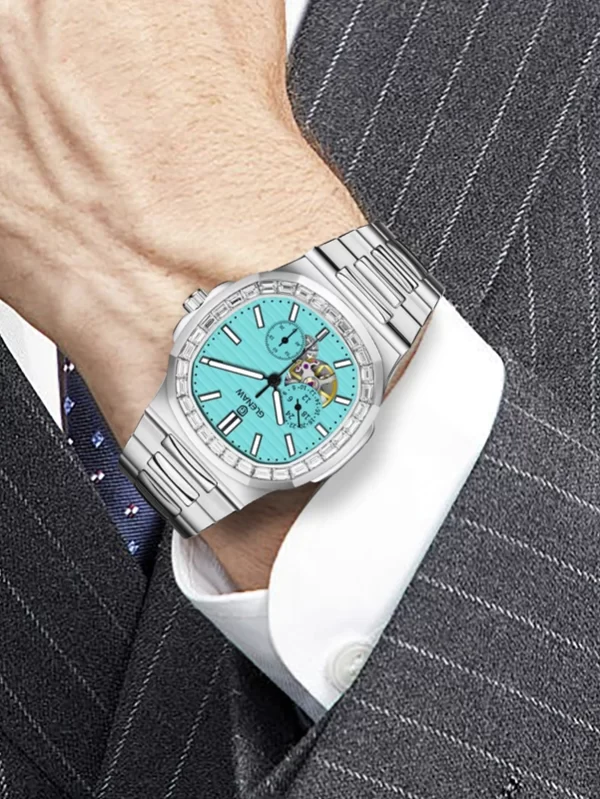 GLENAW Dual Seconds Dual Hour Hand Mechanical Watch Original Stainless Steel Authentic Watch Night Glow Waterproof Men's Watch - Image 4