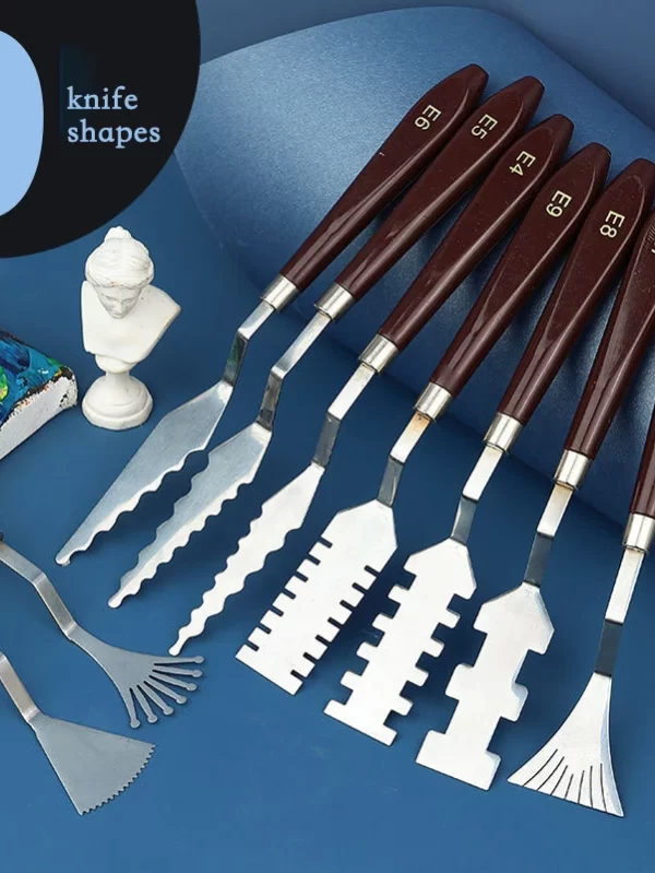 9 Pcs Flower Art Scraper Texture Knife Art Palette Knife Special-shaped Scraper Oil Painting Acrylic Paint Tool for Art Students