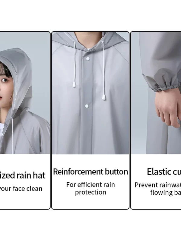 EVA Impermeável Long Raincoat, Impermeável reutilizável para adulto, Esportes ao ar livre, Casaco de chuva para caminhadas, Reutilizável - Image 4