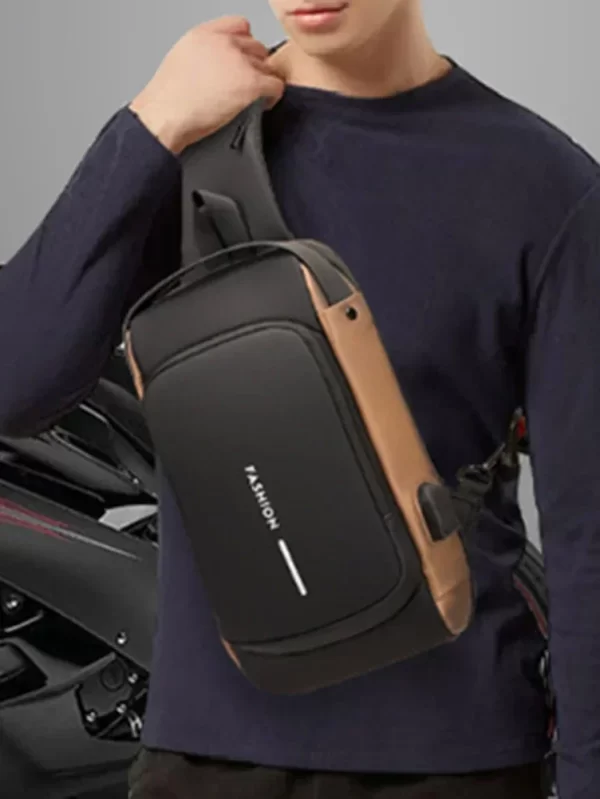 Bolsa de Ombro Anti-Roubo Multifuncional para Homens, USB, Designer, Crossbody, Viagem, Sling, Messenger Pack, Peito, Masculino, Marca de Luxo - Image 3
