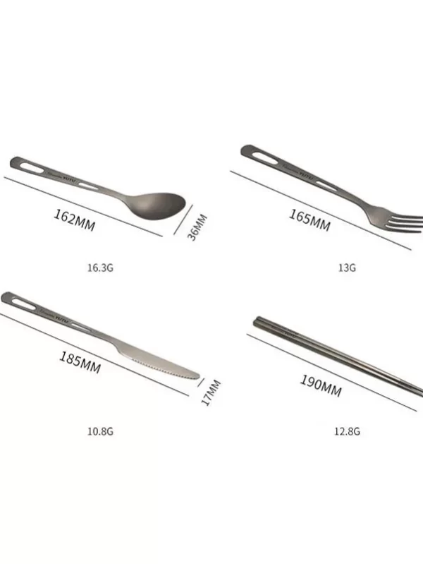 Pure Titanium fosco Tableware Set, montanhismo ao ar livre, piquenique, Camping, faca portátil, fácil de lavar, garfo, colher, pauzinhos - Image 3