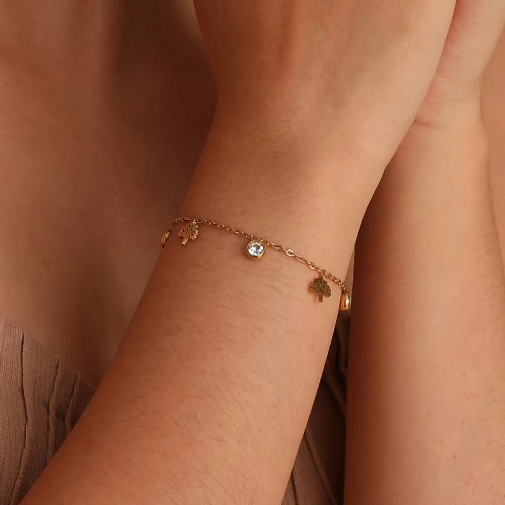 Pulseira De Zircão De Aço Inoxidável, Abacaxi, Borboleta, Árvore Da Vida, Luz Pingente De Cacto, Artesanato De Luxo, Pulseiras Coreanas, Jóias - Image 4