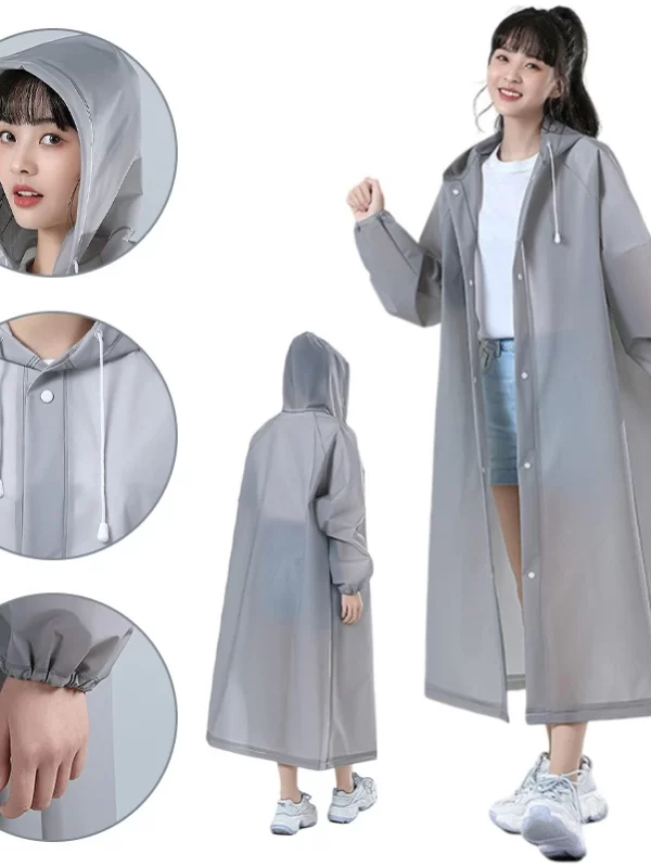 EVA Impermeável Long Raincoat, Impermeável reutilizável para adulto, Esportes ao ar livre, Casaco de chuva para caminhadas, Reutilizável - Image 2