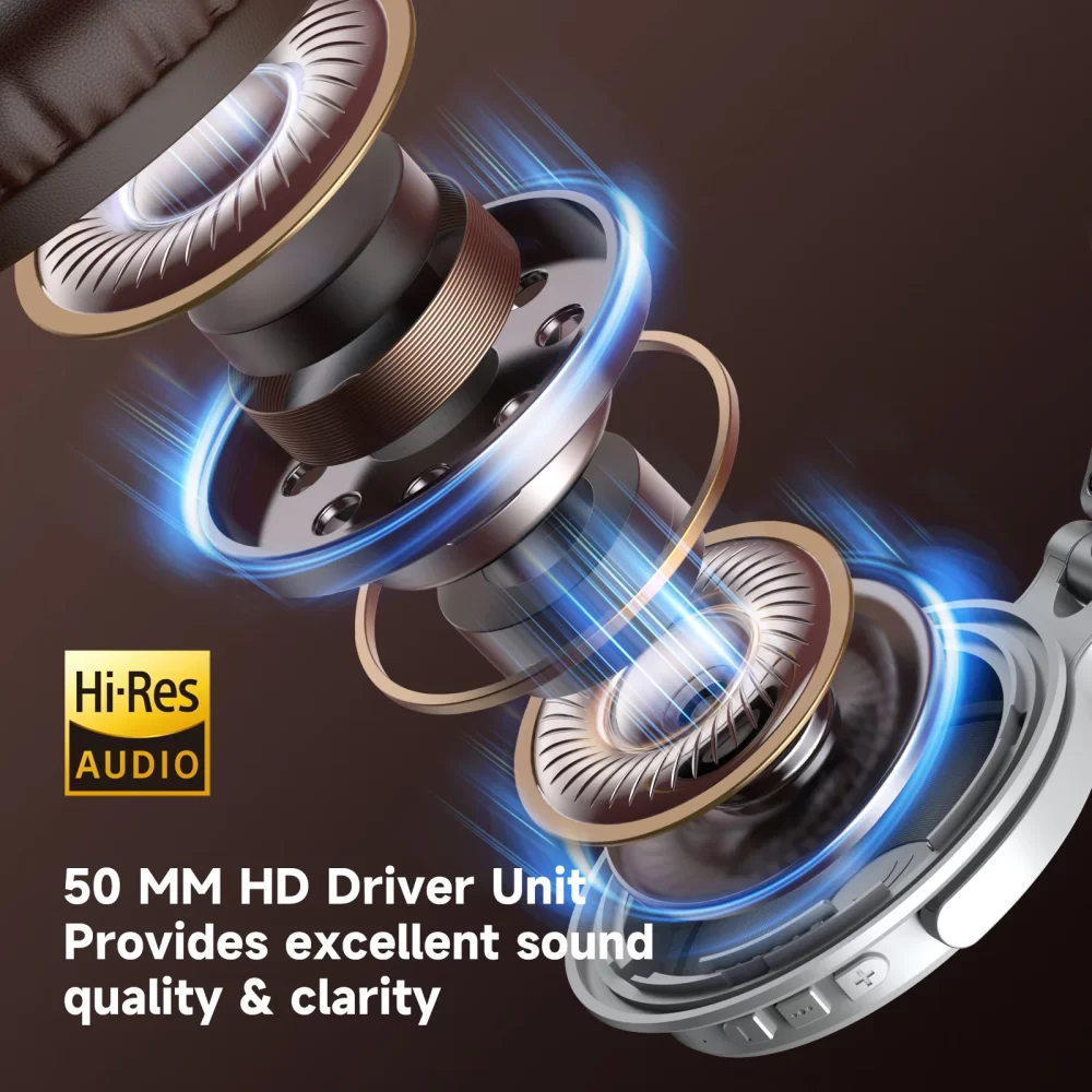 Oneodio-Auscultadores Over-Ear sem fios com microfone, Upgrade Pro C, auriculares desportivos, áudio de alta resolução, Bluetooth 5.2, 110Hrs - Image 2
