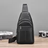 Saco de peito de couro canguru para homens, viagem, caminhada, crossbody, mensageiro masculino, sling pack, marca de luxo