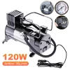 12V Car Tire Pump with Pressure Gauge Mini Air Compressor Cylinder Power System Heavy Duty Deluxe Portable Metal Air Compressor