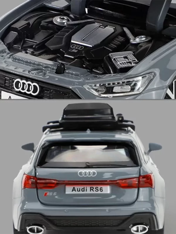 Audi RS6 Toy Car Model com portas de som e luz, Aberto Alloy Diecast Model, Brinquedo de coleta de veículos para meninos - Image 6
