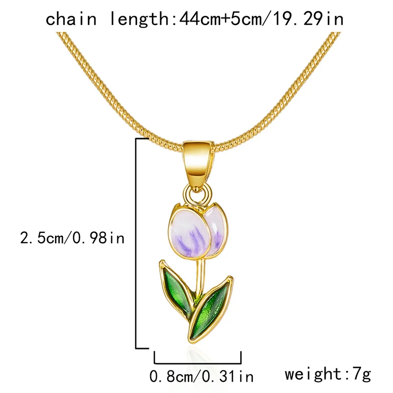 Vintage elegante tulipa colar pingente para mulheres, cristal brilhante, flor de zircão, corrente de clavícula, gargantilha para festa de casamento - Image 6
