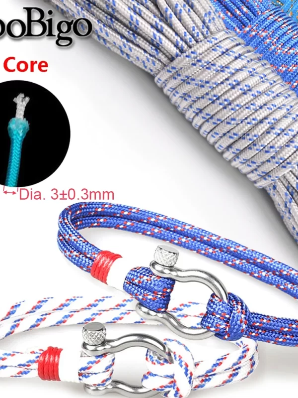 3mm paracord 350 cabo de pára-quedas caminhadas ao ar livre acampamento sobrevivência pulseira corda coleira cão acessórios um núcleo 100/328ft - Imagem 3