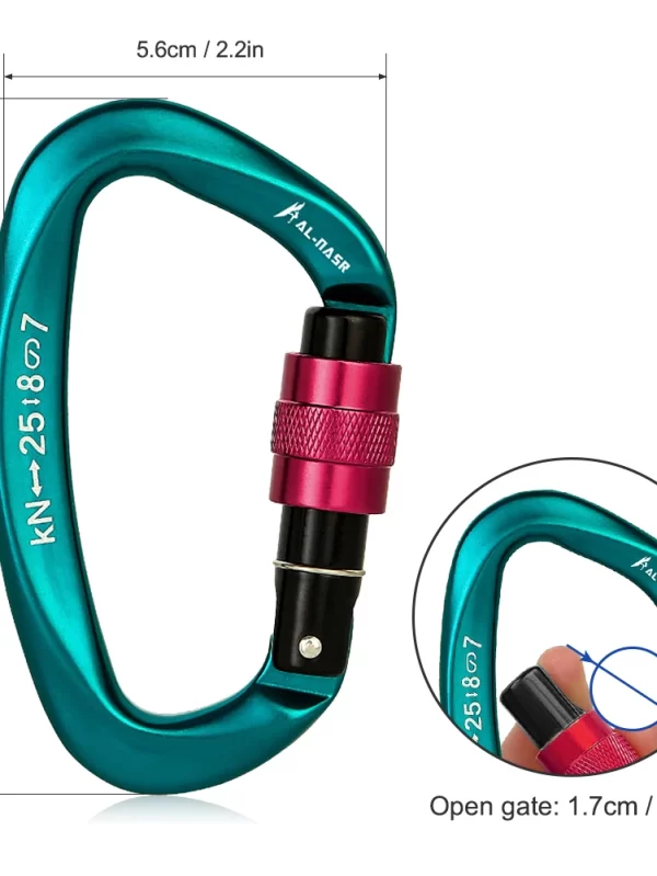 D-Shape Mosquetão Profissional, Parafuso Bloqueio Portão, Mosquetão, Escalada, Rapel Gear, Equipamento Rápido, Outdoor Hammock, 25KN - Image 6
