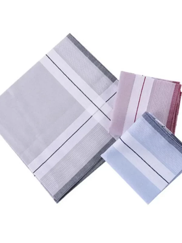 Lenço Quadrado Listrado Clássico para Homens, Lenço, 100% Algodão, Bolso Empresarial, Presente de Festa de Casamento, 40x40cm, 3Pcs - Image 6